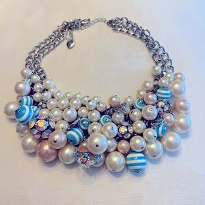 Betsy Johnson Nautical Necklace with multi-colored Pearls and Crystals.